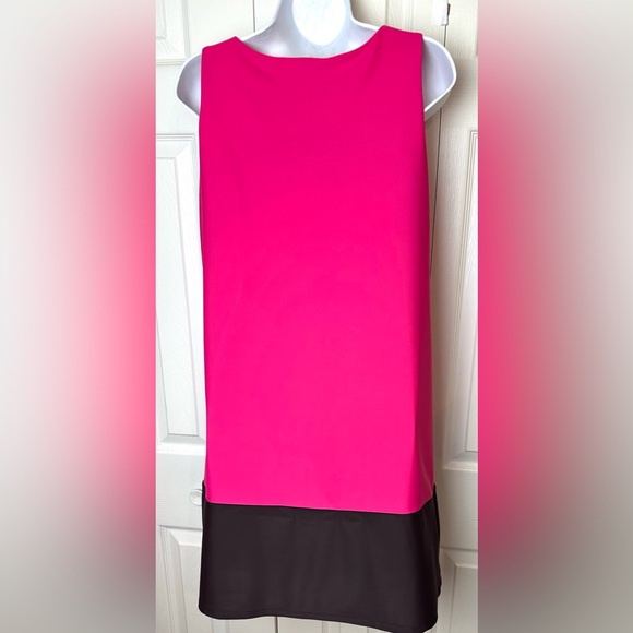 JUDE CONNALLY Pamela Dress Pink Brown Colorblock Pleated Neckline Berry Shift - Picture 6 of 9